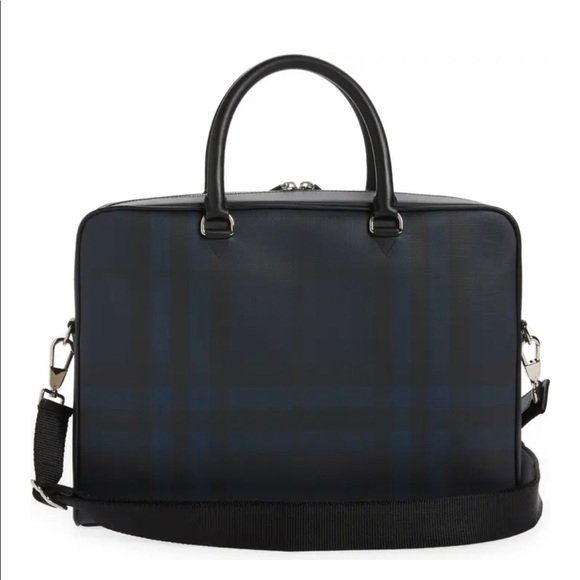 Burberry Other - Burberry Ainsworth Navy Black Nova Check Plaid Briefcase Canvas Bag NWT